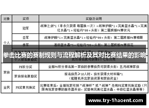 拳击比赛的赛制规则与流程解析及其对比赛结果的影响